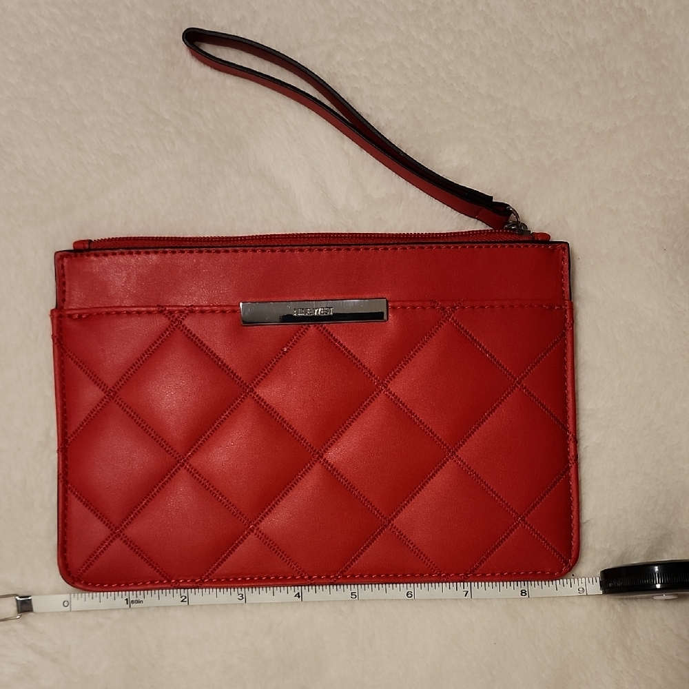 Red Quilted Wristlet Clutch